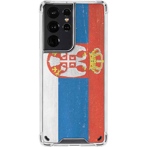 Serbia Flag Distressed Galaxy S21 Ultra 5G Clear Case